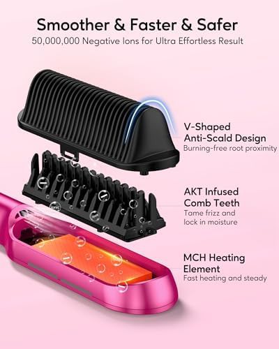 Magenta ionic hair straightening brush — photo 3