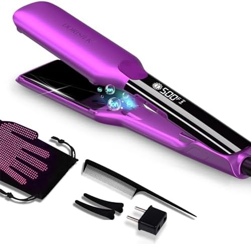 Purple high temp ceramic wide flat iron