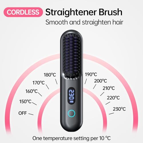 Grey cordless portable straightening brush — photo 4