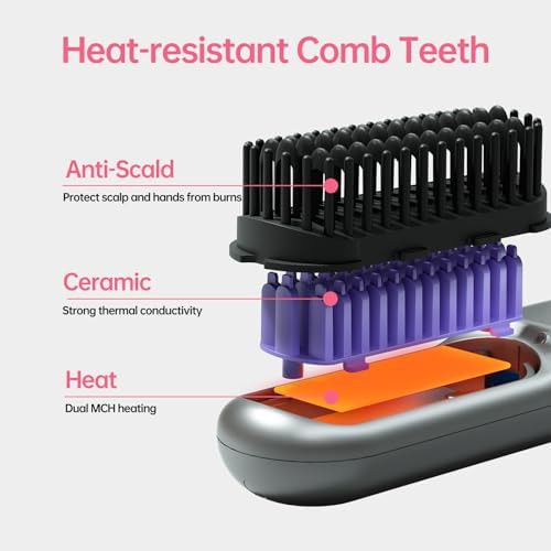 Grey cordless portable straightening brush — photo 5