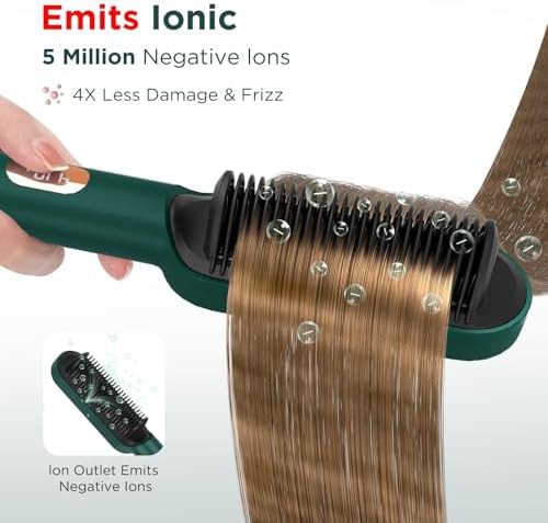 Dark green ceramic straightening brush — photo 4