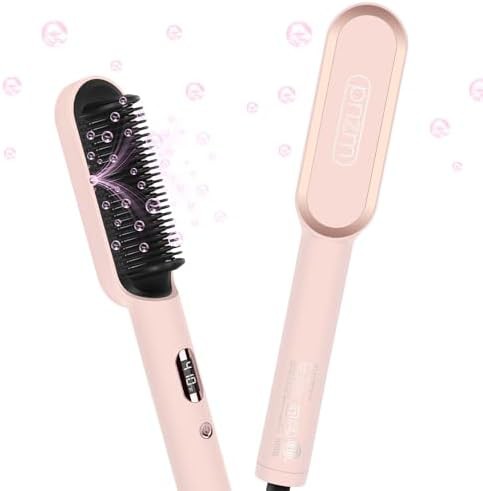 Pink ceramic hair straightening brush