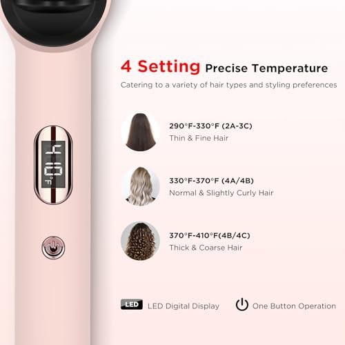 Pink ceramic hair straightening brush — photo 4