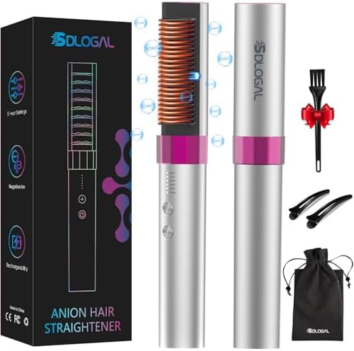 Rechargeable ionic hair straightening brush