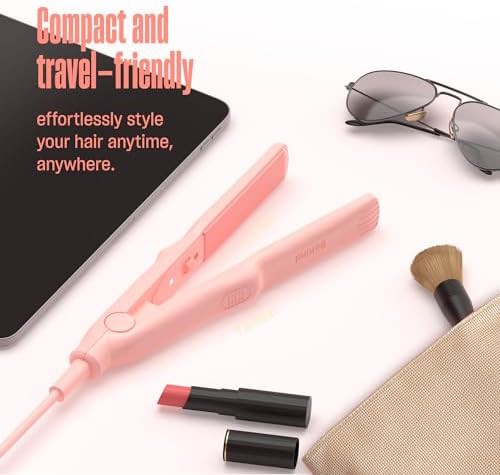 Peach mini ceramic travel straightener — photo 3