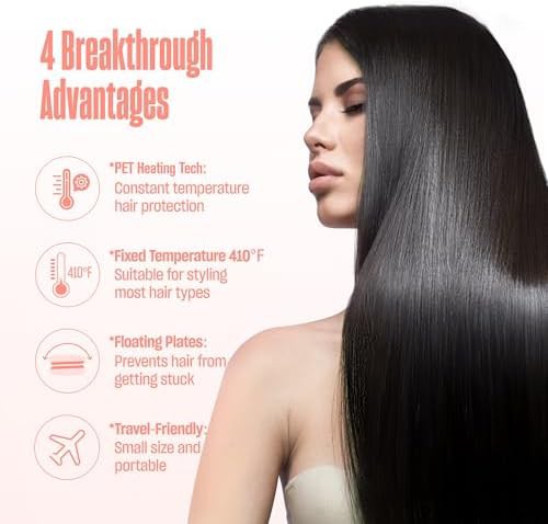 Peach mini ceramic travel straightener — photo 4