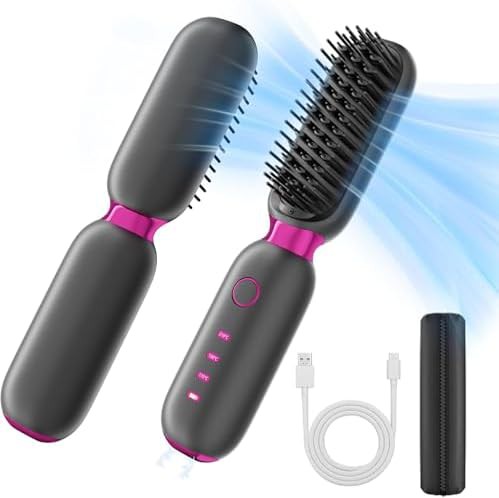 Black cordless ionic straightening brush