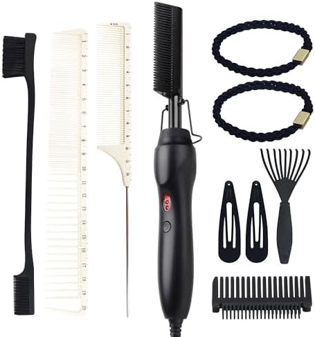 Black three gear electric pressing comb