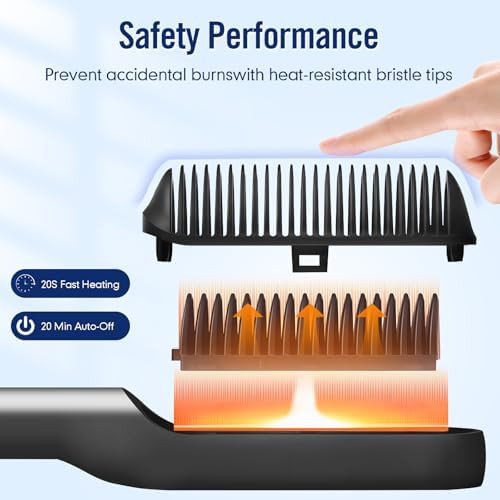 Black ionic hair straightening brush with five settings — photo 4
