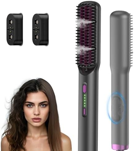Steam hair straightening brush with essential oils