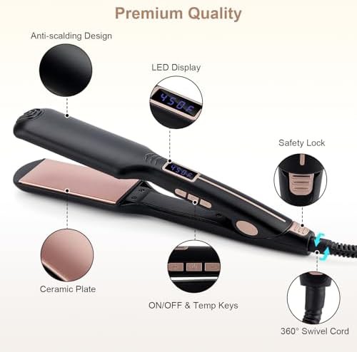 Wide plate ceramic straightener and curler — photo 3