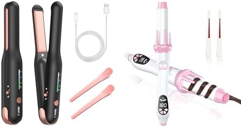 Cordless rotating ceramic curling and flat iron