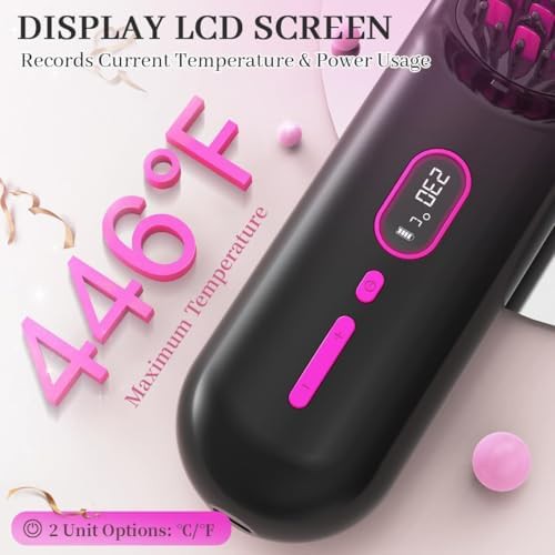 Black cordless straightening brush with LCD — photo 4