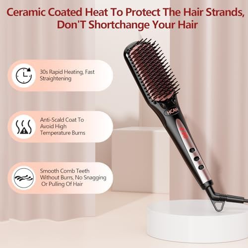 Anti scald ceramic straightening brush for travel — photo 4