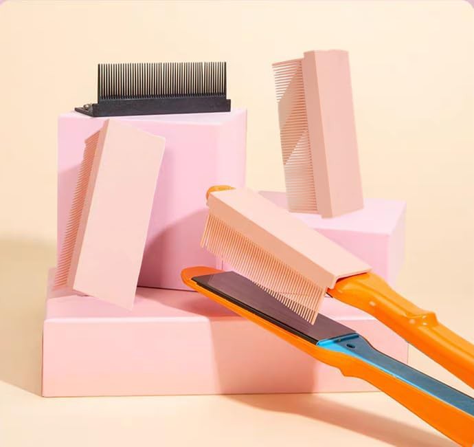 Pink natural hair flat iron comb — photo 4