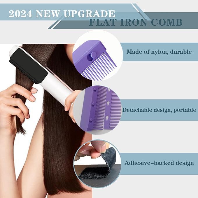 Purple removable flat iron comb attachment — photo 3