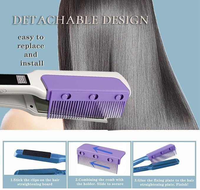 Purple removable flat iron comb attachment — photo 4