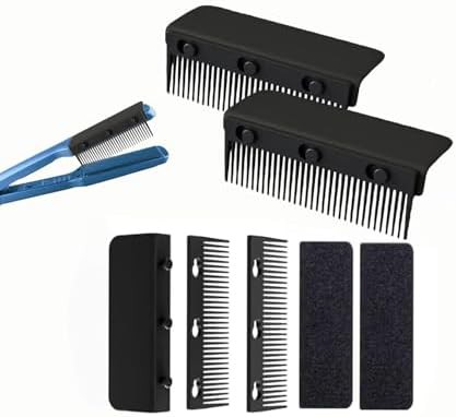 Black removable flat iron comb attachment