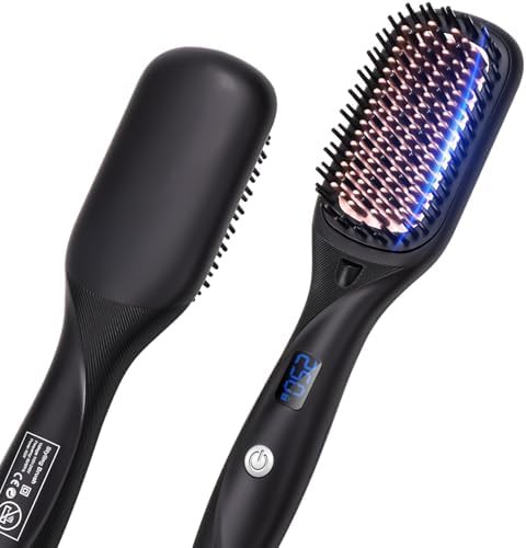 Black ceramic ionic hair straightener brush