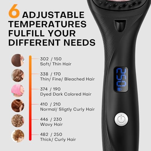 Black ceramic ionic hair straightener brush — photo 4