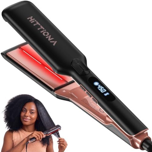 Wide ceramic infrared ionic flat iron