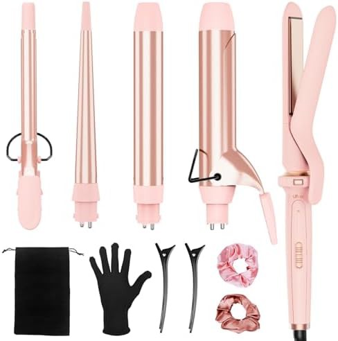 Pink ceramic curling iron set
