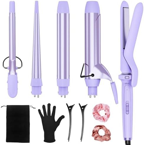 Ceramic curling wand and flat iron set