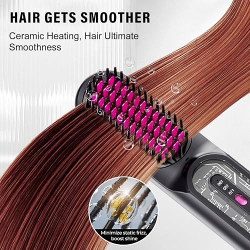 Black cordless ionic thermal straightening brush — photo 3