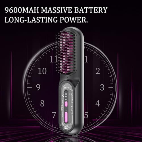 Black cordless ionic thermal straightening brush — photo 5