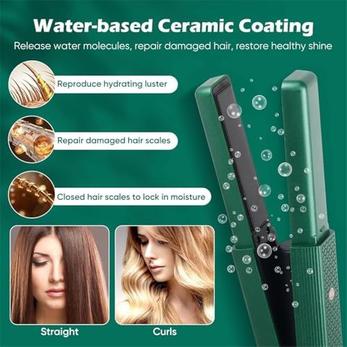 Green cordless ceramic flat iron and curler — photo 4