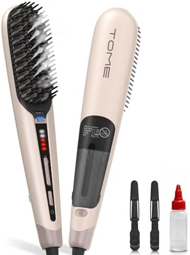 Pink steam hair straightening brush