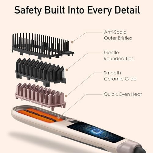 Pink steam hair straightening brush — photo 4