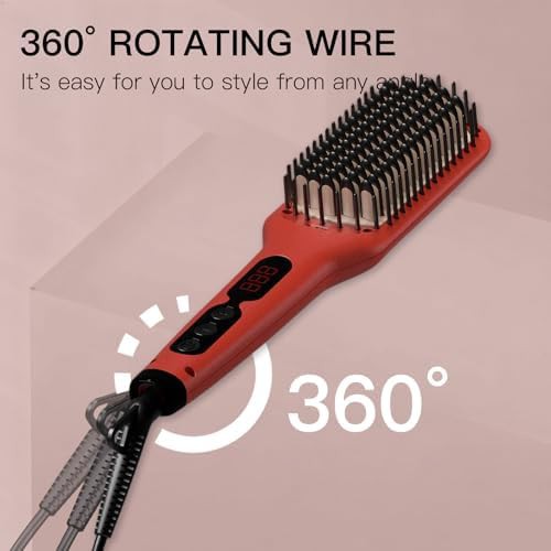 LED display ceramic ionic hair straightener brush — photo 5