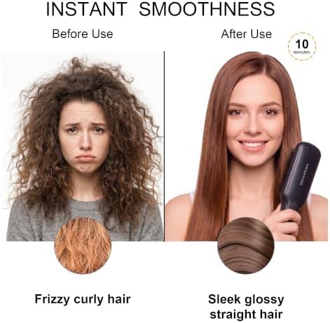 Black ionic ceramic hair straightening brush — photo 3