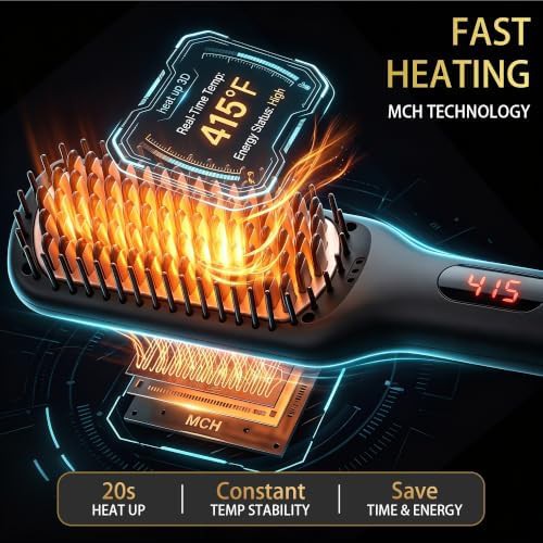 Black ionic ceramic hair straightening brush — photo 4
