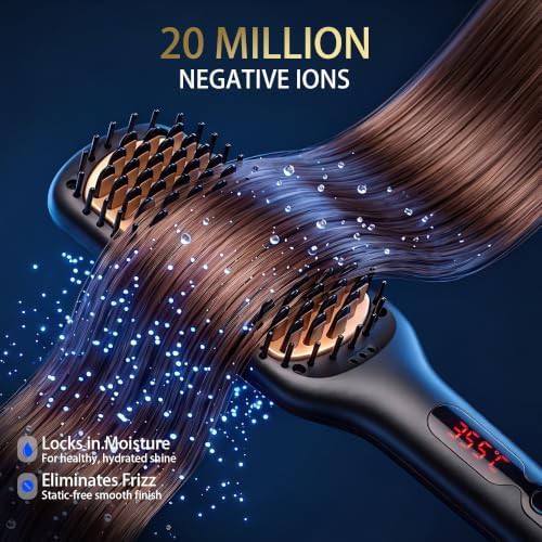 Black ionic ceramic hair straightening brush — photo 5