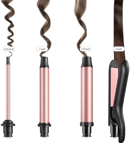 Ceramic curling wand set with flat iron attachment — photo 4