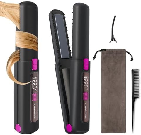 Black ceramic cordless travel flat iron