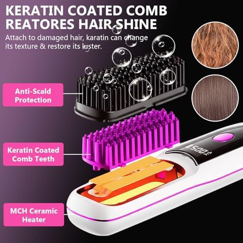 Cordless portable hair straightening brush with case — photo 4