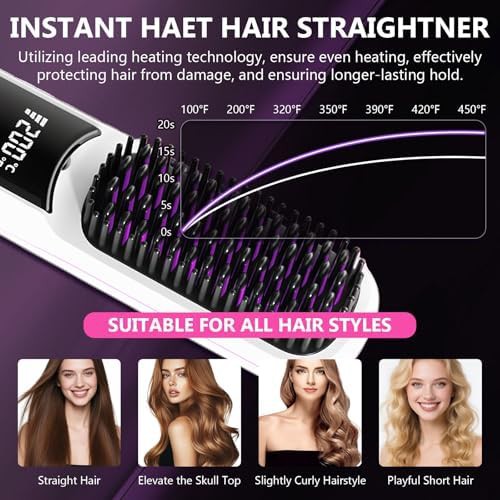 Cordless portable hair straightening brush with case — photo 5