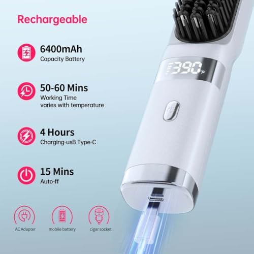 White cordless usb c straightening brush — photo 4
