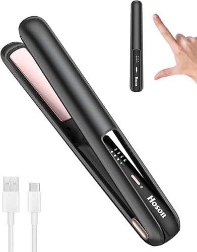 Cordless mini flat iron in black