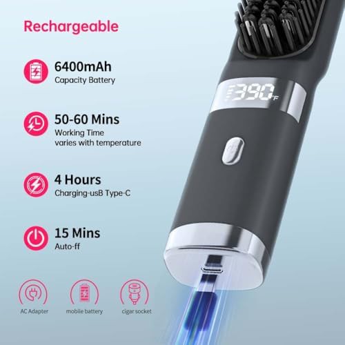 Black cordless usb c straightening brush — photo 4