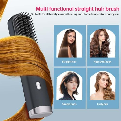 Black cordless usb c straightening brush — photo 5