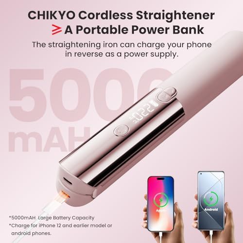 Pink cordless portable travel flat iron — photo 3