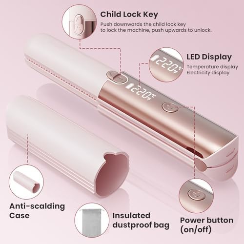 Pink cordless portable travel flat iron — photo 5