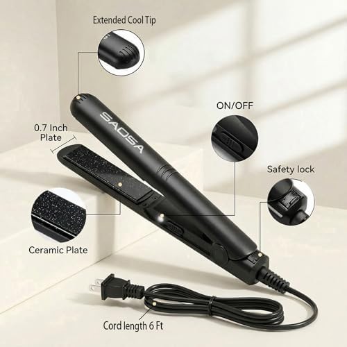 Black ceramic pencil flat iron for bangs — photo 3
