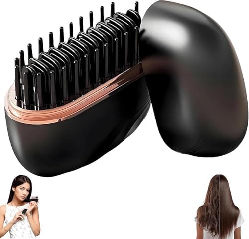 Black mini wireless straightening brush