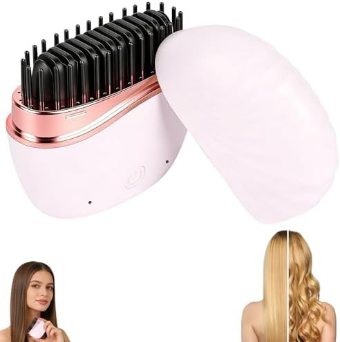 Pink rechargeable wireless straightening brush
