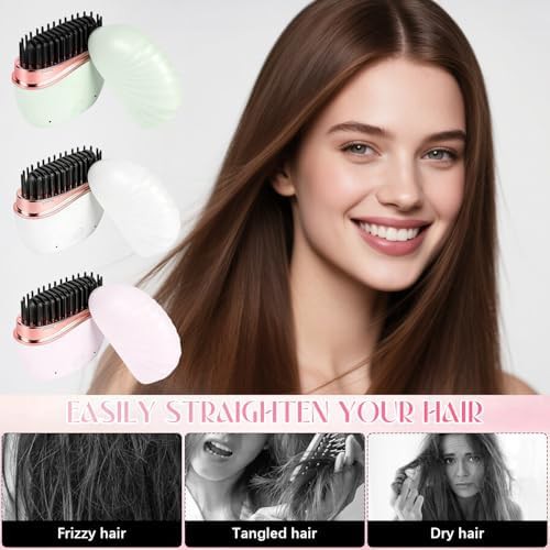 Pink rechargeable wireless straightening brush — photo 4